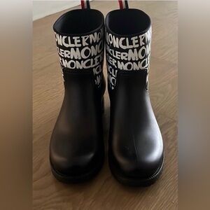 Moncler Black and White Logo Rain Boots